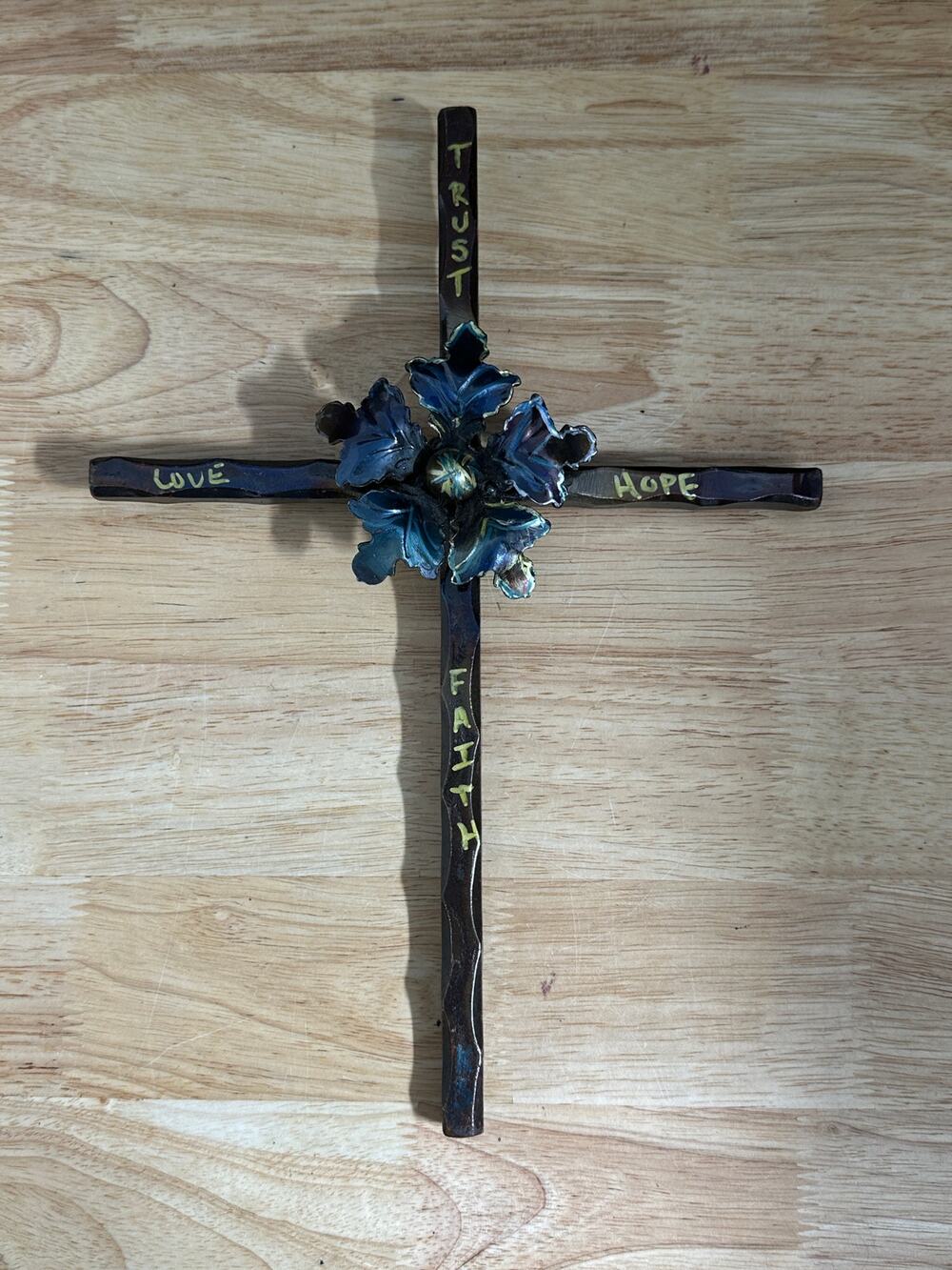 handmade metal cross wall decor